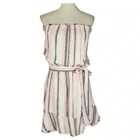 Cloth and Stone Anthropologie Striped Strapless Dress Women's Size, XS Waist Tie - Picture 1 of 10